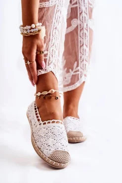 Damskie Ażurowe Espadryle Wsuwane Białe Letisa