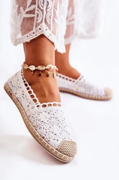 Damskie Ażurowe Espadryle Wsuwane Białe Letisa