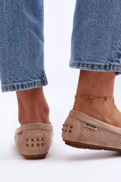 Damskie Ażurowe Mokasyny Beżowe Rasirna