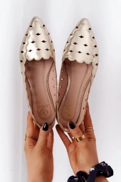 Damskie Ażurowe Mokasyny Lu Boo Złote