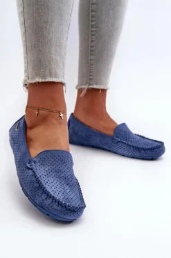 Damskie Ażurowe Mokasyny Niebieskie Rasirna