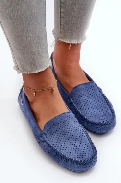 Damskie Ażurowe Mokasyny Niebieskie Rasirna