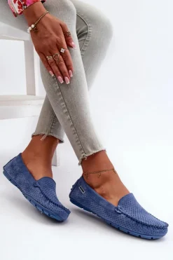 Damskie Ażurowe Mokasyny Niebieskie Rasirna