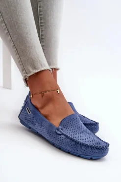 Damskie Ażurowe Mokasyny Niebieskie Rasirna
