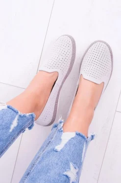 Damskie Ażurowe Szare Balerinki Eparo