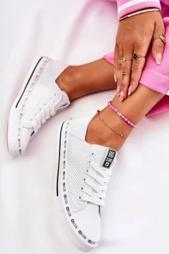 Damskie Ażurowe Trampki Big Star Białe FF274024