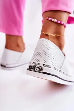 Damskie Ażurowe Trampki Big Star Białe FF274024