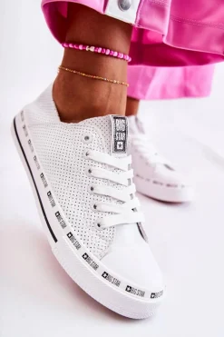 Damskie Ażurowe Trampki Big Star Białe FF274024