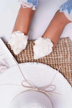 Damskie Balerinki Lu Boo Beżowe Z Kwiatem Transparentne Dairin