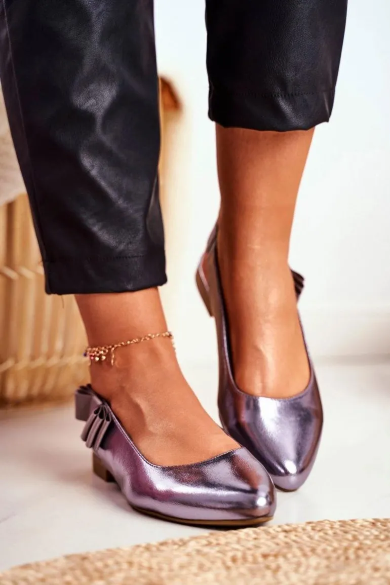 Damskie Balerinki Sergio Leone Srebrny Metalik BL615 Lilon