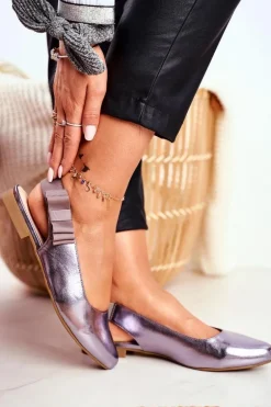 Damskie Balerinki Sergio Leone Srebrny Metalik BL615 Lilon