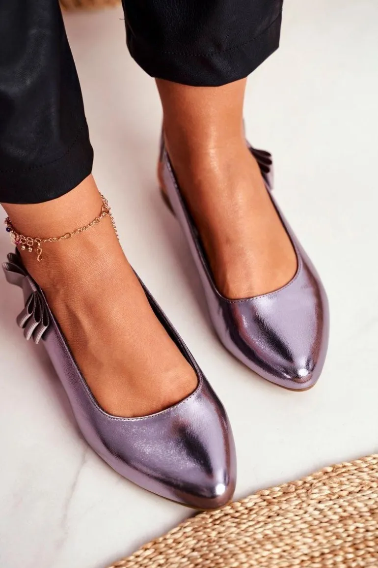 Damskie Balerinki Sergio Leone Srebrny Metalik BL615 Lilon