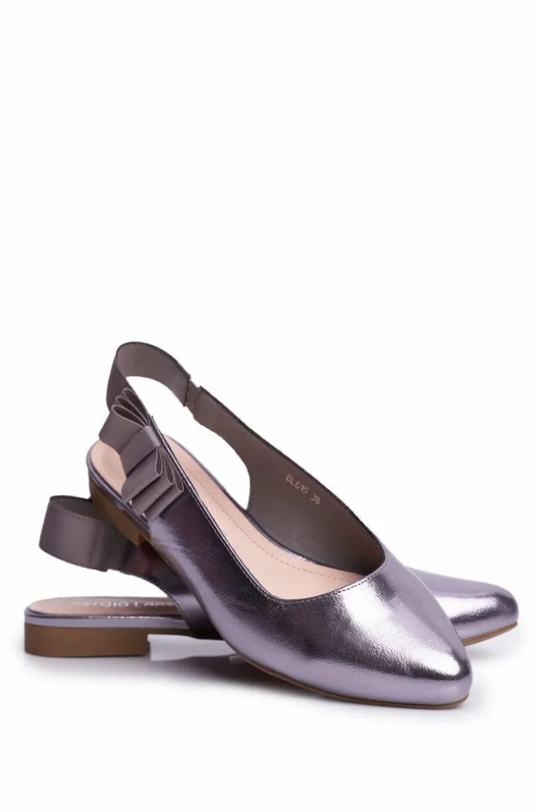 Damskie Balerinki Sergio Leone Srebrny Metalik BL615 Lilon