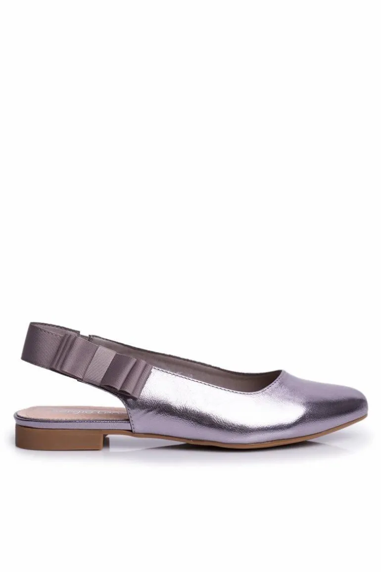 Damskie Balerinki Sergio Leone Srebrny Metalik BL615 Lilon