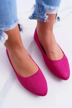 Damskie Balerinki Zamsz Fuksja Bueno