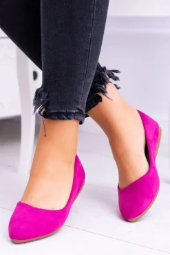 Damskie Balerinki Zamsz Fuksja Dermeno