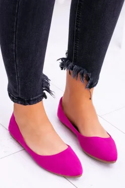 Damskie Balerinki Zamsz Fuksja Dermeno