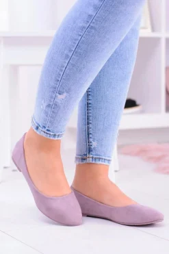 Damskie Balerinki Zamsz Wrzosowy Bueno