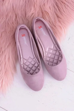 Damskie Balerinki Zamsz Wrzosowy Bueno