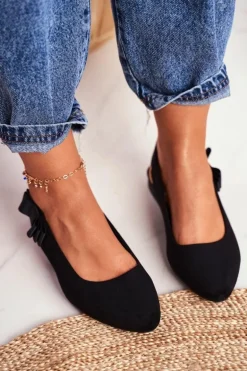 Damskie Balerinki Zamszowe Sergio Leone BL615 Czarne Lilon