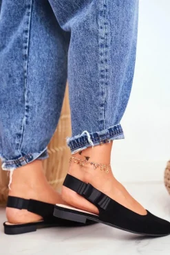 Damskie Balerinki Zamszowe Sergio Leone BL615 Czarne Lilon