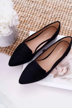 Damskie Balerinki Zamszowe Lordsy Czarne Gretar