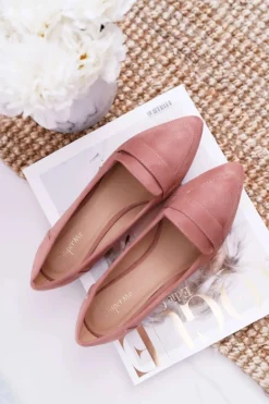 Damskie Balerinki Zamszowe Lordsy Różowe Gretar