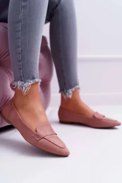 Damskie Balerinki Zamszowe Lordsy Różowe Gretar