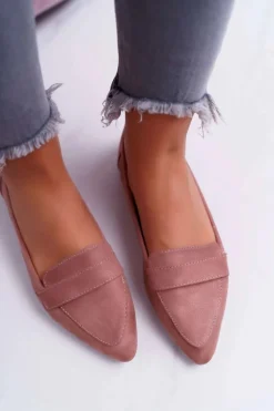 Damskie Balerinki Zamszowe Lordsy Różowe Gretar