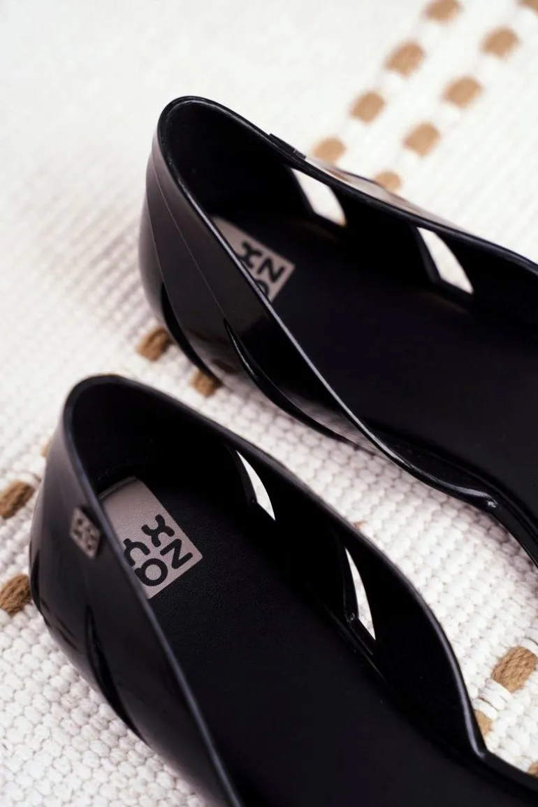 Damskie Baleriny Pachnące Gumowe ZAXY Czarne FF285053