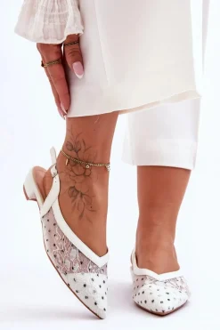Damskie Baleriny W Kropki Białe Adore
