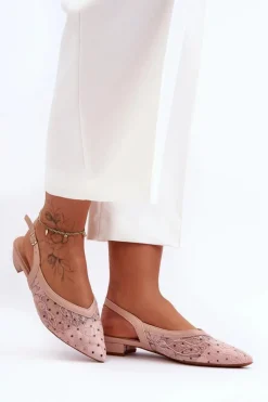 Damskie Baleriny W Kropki Różowe Adore