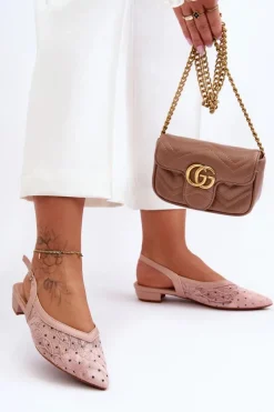 Damskie Baleriny W Kropki Różowe Adore