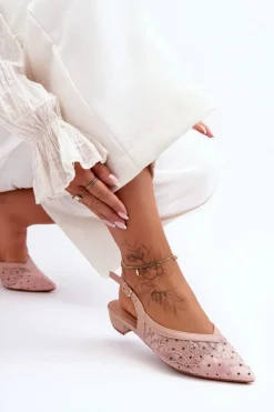 Damskie Baleriny W Kropki Różowe Adore