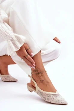 Damskie Baleriny W Kropki Beżowe Adore