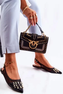 Damskie Baleriny Z Ćwiekami Czarne Kinley