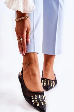 Damskie Baleriny Z Ćwiekami Czarne Kinley