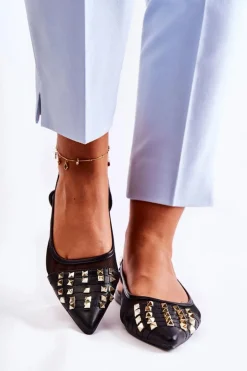 Damskie Baleriny Z Ćwiekami Czarne Kinley