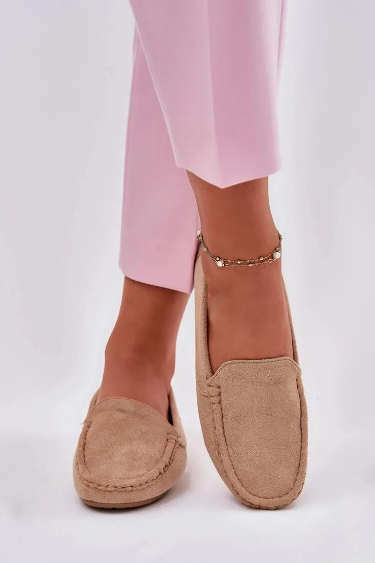 Damskie Beżowe Mokasyny Lekkie Zamsz Morreno II gat.