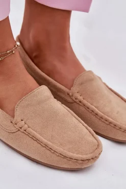 Damskie Beżowe Mokasyny Lekkie Zamsz Morreno II gat.