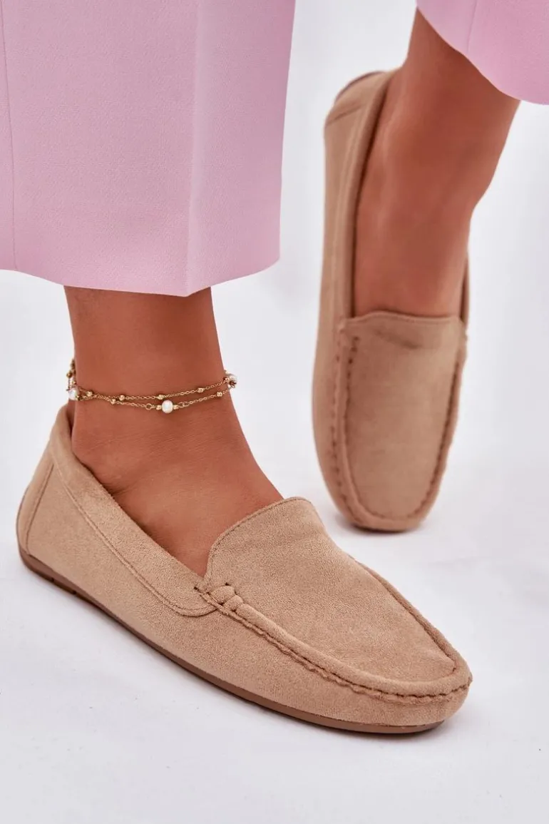 Damskie Beżowe Mokasyny Lekkie Zamsz Morreno II gat.