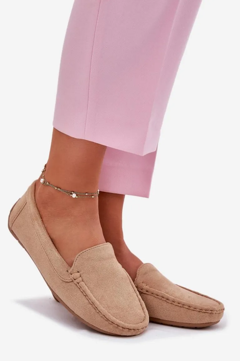 Damskie Beżowe Mokasyny Lekkie Zamsz Morreno II gat.