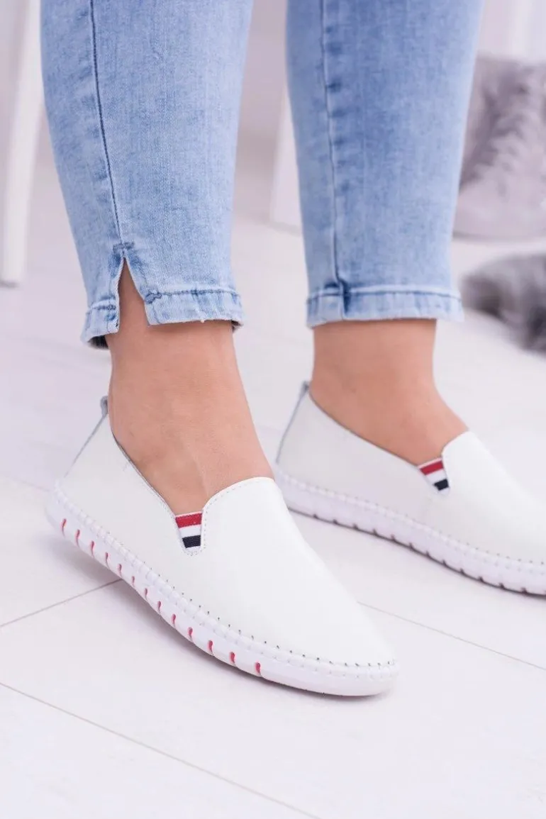 Damskie Białe Skórzane Tenisówki Bellara