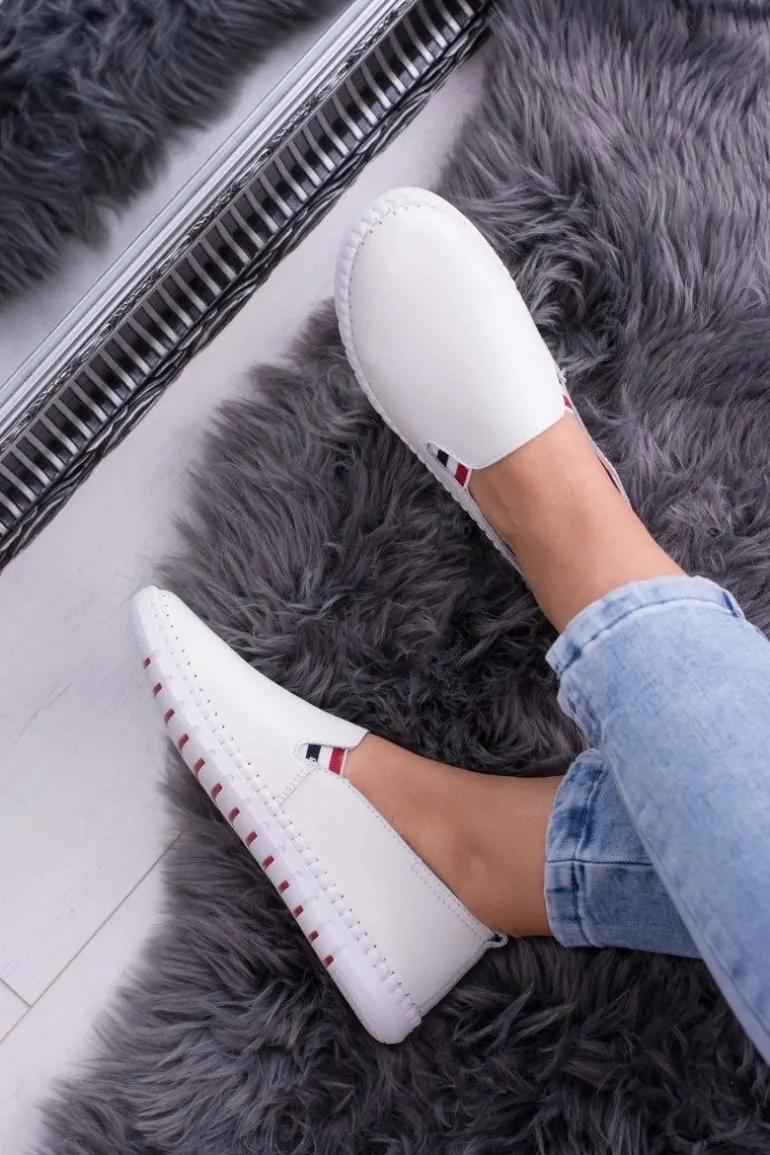 Damskie Białe Skórzane Tenisówki Bellara