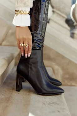 Damskie Botki Czarne na Słupku Olastis