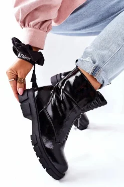 Damskie Botki Czarne Trapery Nobleford