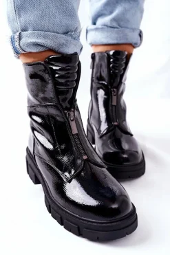 Damskie Botki Czarne Trapery Nobleford