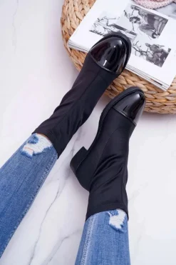 Damskie Botki Elastyczne Czarne Beat