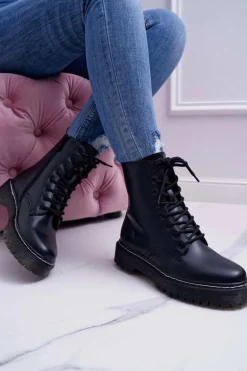 Damskie Botki Glany Workery Czarne Barski 56-5