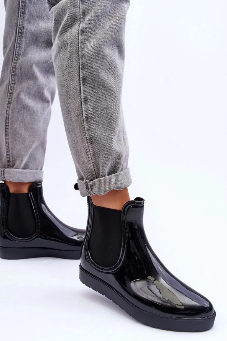 Damskie Botki Kalosze Czarne Deila